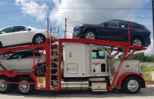 Tow truck with broken car